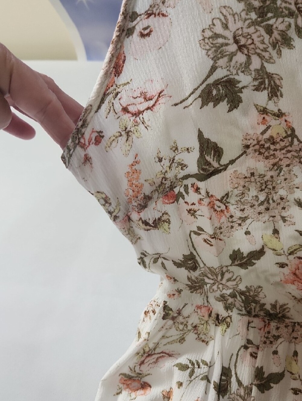 Frye Cream Maxi Dress with Pink & Olive Floral - Picture 5 of 9